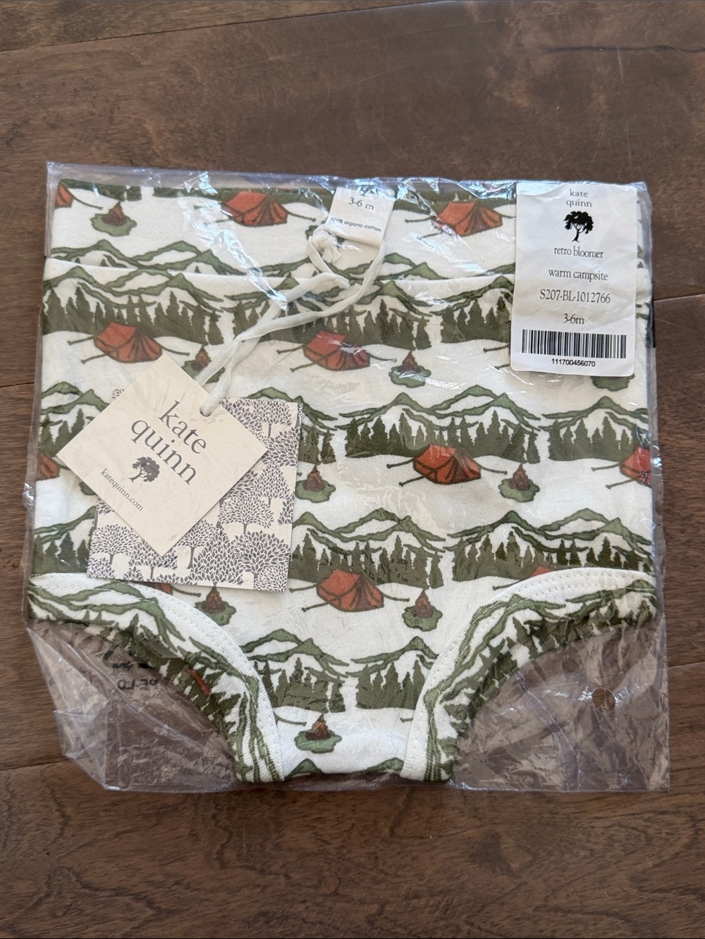 kate quinn Cream Retro Bloomer with Green Mountains and Orange Tents